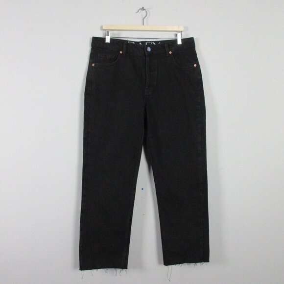 Raey Raw Hem Straight Leg Jeans Women's 30 Black Denim Button Fly Organic 760 - Picture 1 of 12